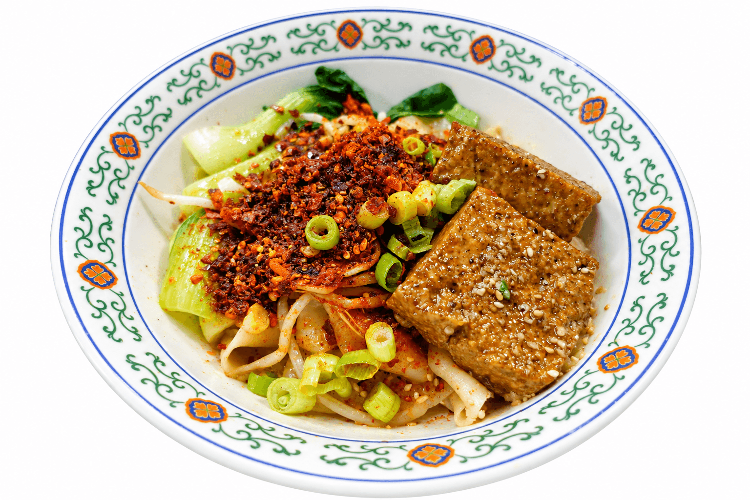Braised Tofu on Thin Noodles with Chilli and Sesame Duo Sauce